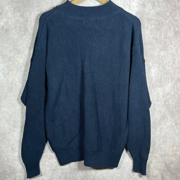 Peconic Bay Traders Chenille Sweater Mens Large Blue Knit Grandpa Cabincore USA - Picture 4 of 8